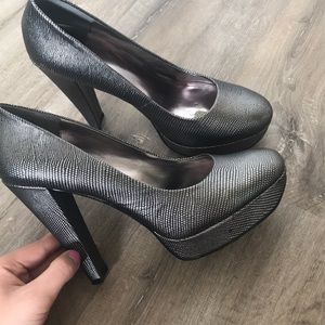 Calvin Klein snakeskin-look heels
